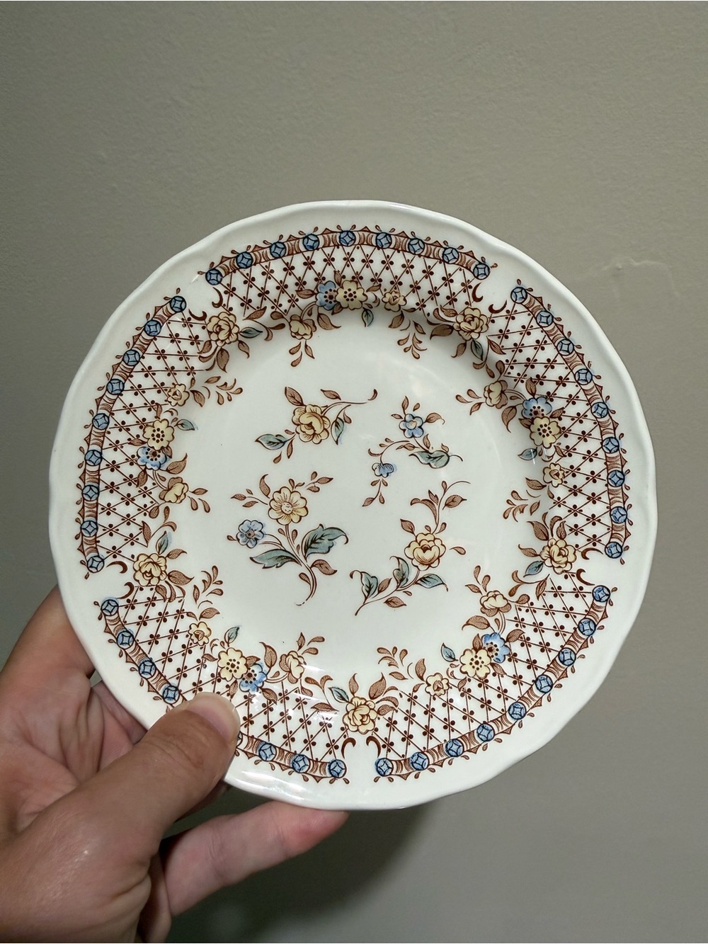 Vintage Royal Tudor Lattice Plate Grindley of Stoke England Floral Ironstone